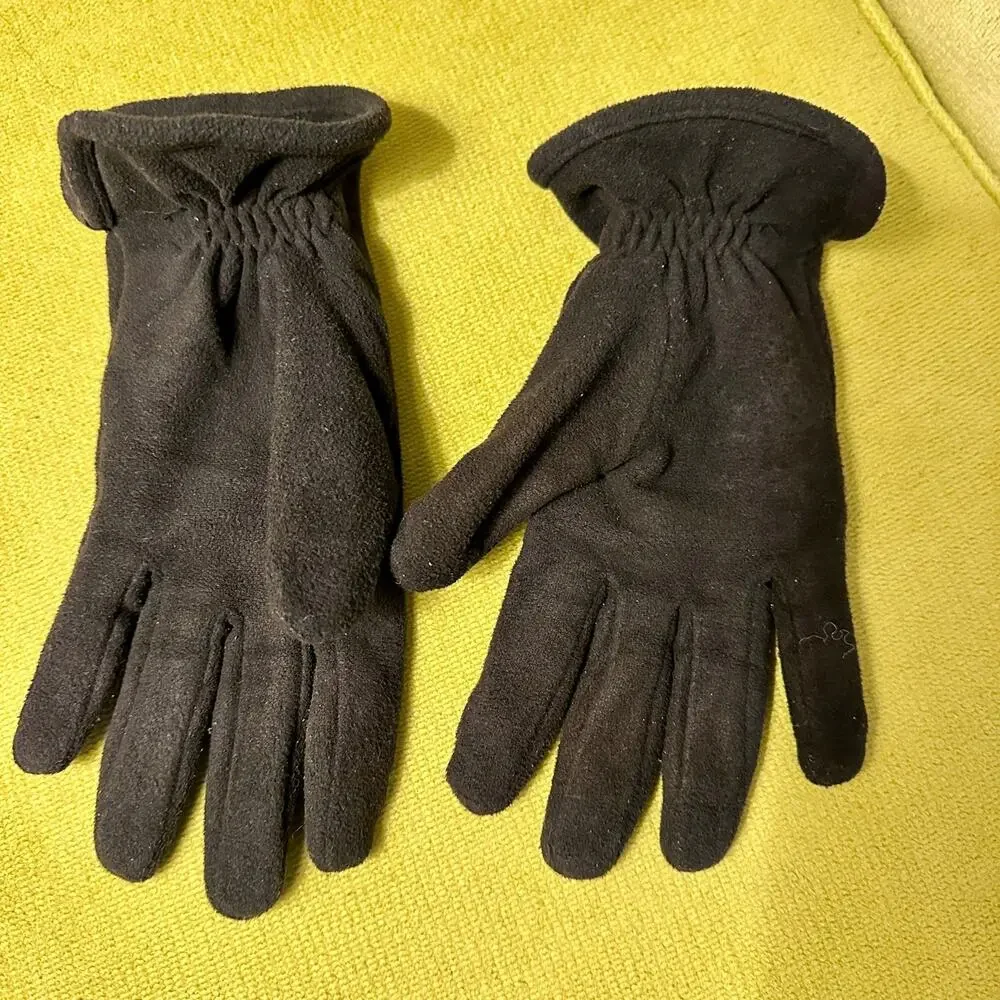 Vintage Fancy Doggie Diva Gloves. Black Polyester Gloves White Dog. One size.